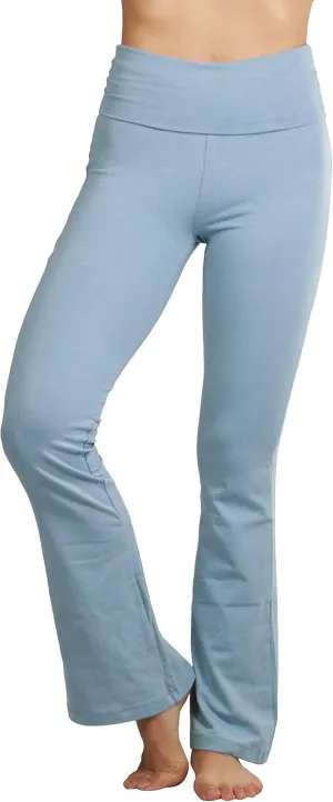 ToBeInStyle Womens Premium Comfortable Cotton-Blend Fold Over Flared Yoga Pants Leggings