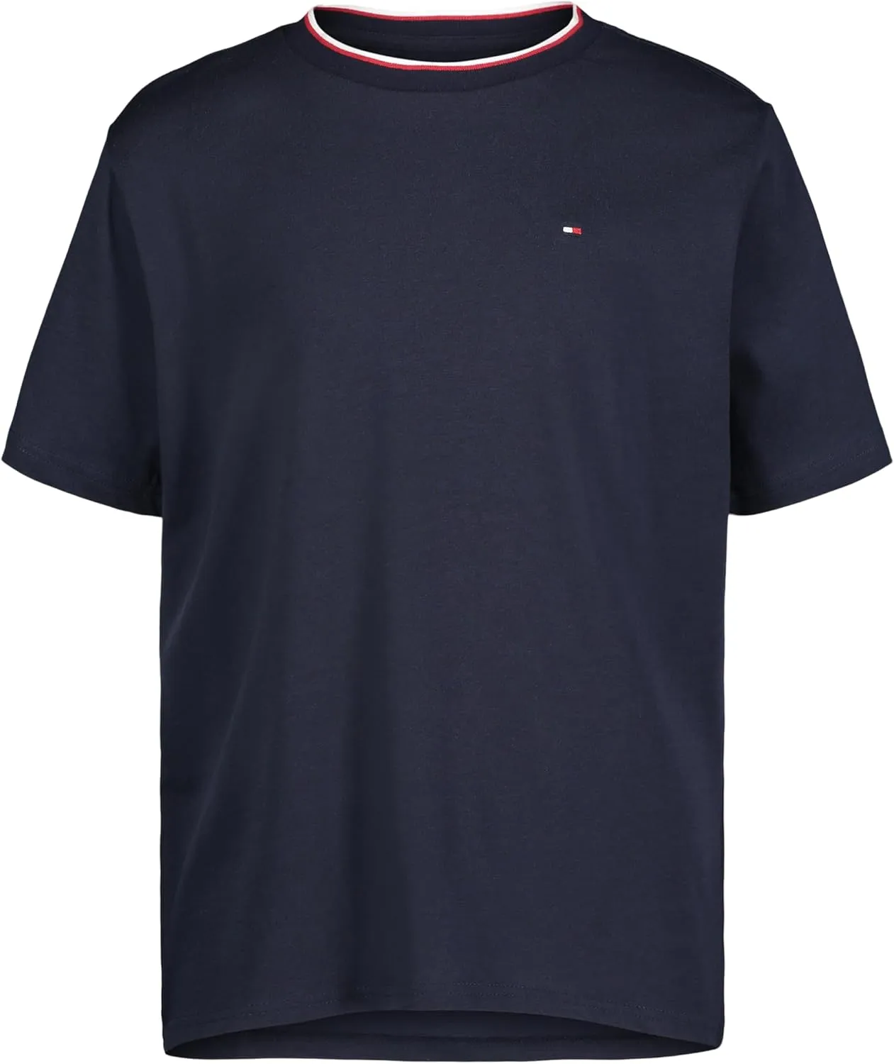 Tommy Hilfiger Boys' Short Sleeve Solid Ringer Crew Neck T-Shirt, Soft, Comfortable, Relaxed Fit