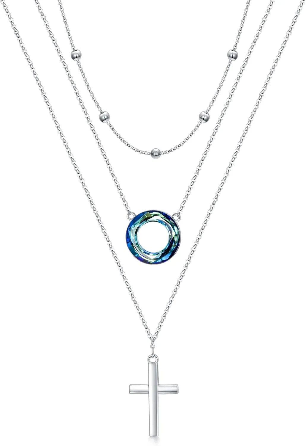 TOUPOP Layering Necklaces for Women Sterling Silver Rose/Cross/Butterfly/Bee/Tree of Life Pendant Necklace Birthday Jewelry for Women Girls Mom