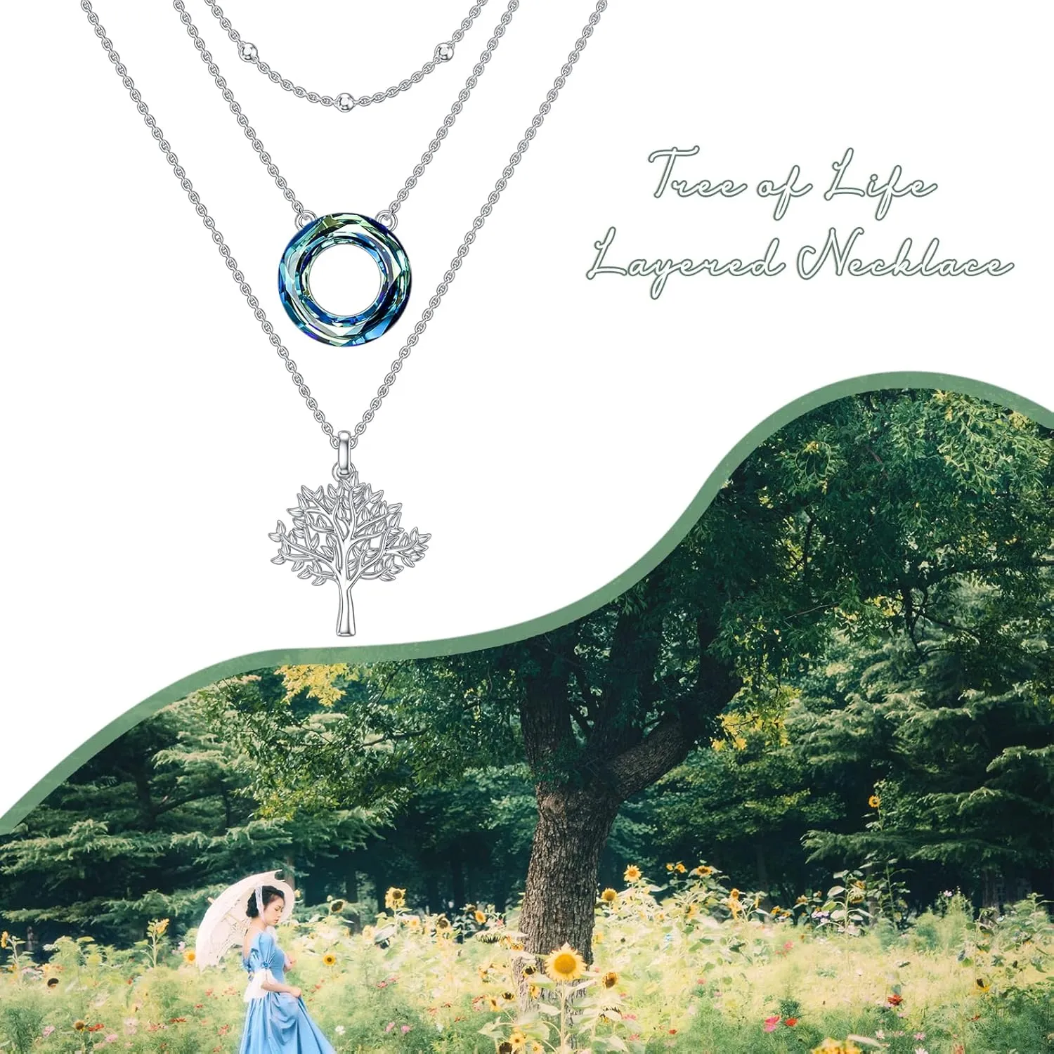 TOUPOP Layering Necklaces for Women Sterling Silver Rose/Cross/Butterfly/Bee/Tree of Life Pendant Necklace Birthday Jewelry for Women Girls Mom