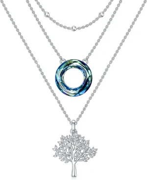 TOUPOP Layering Necklaces for Women Sterling Silver Rose/Cross/Butterfly/Bee/Tree of Life Pendant Necklace Birthday Jewelry for Women Girls Mom