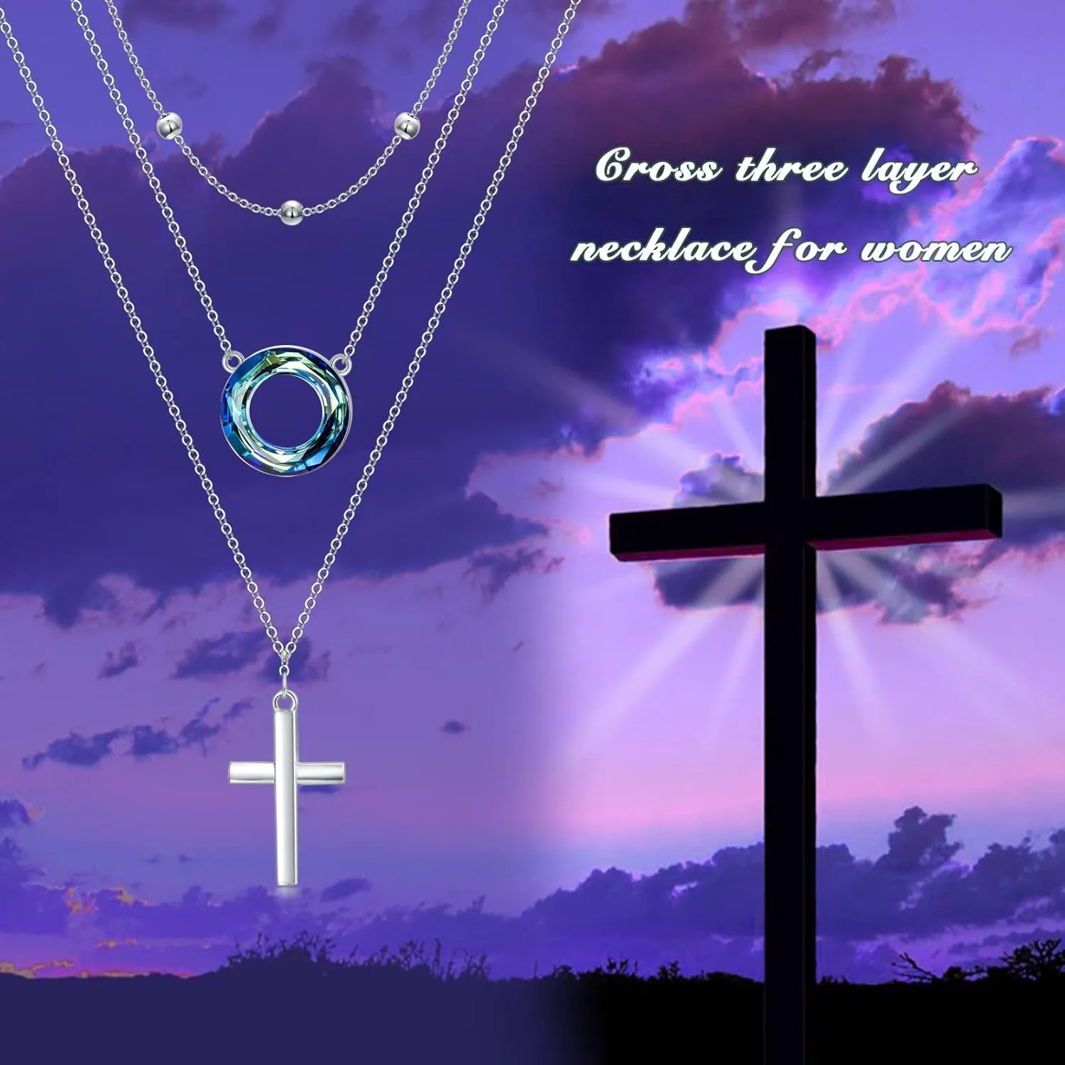 TOUPOP Layering Necklaces for Women Sterling Silver Rose/Cross/Butterfly/Bee/Tree of Life Pendant Necklace Birthday Jewelry for Women Girls Mom