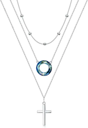TOUPOP Layering Necklaces for Women Sterling Silver Rose/Cross/Butterfly/Bee/Tree of Life Pendant Necklace Birthday Jewelry for Women Girls Mom
