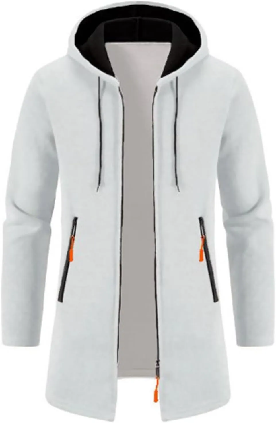 Trench Coat for Men Wool Blend Full Zip Hooded Long Cardiagn Jacket Winter Classic Business Overcoat with Pockets