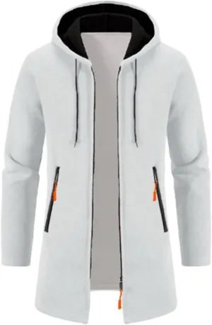 Trench Coat for Men Wool Blend Full Zip Hooded Long Cardiagn Jacket Winter Classic Business Overcoat with Pockets