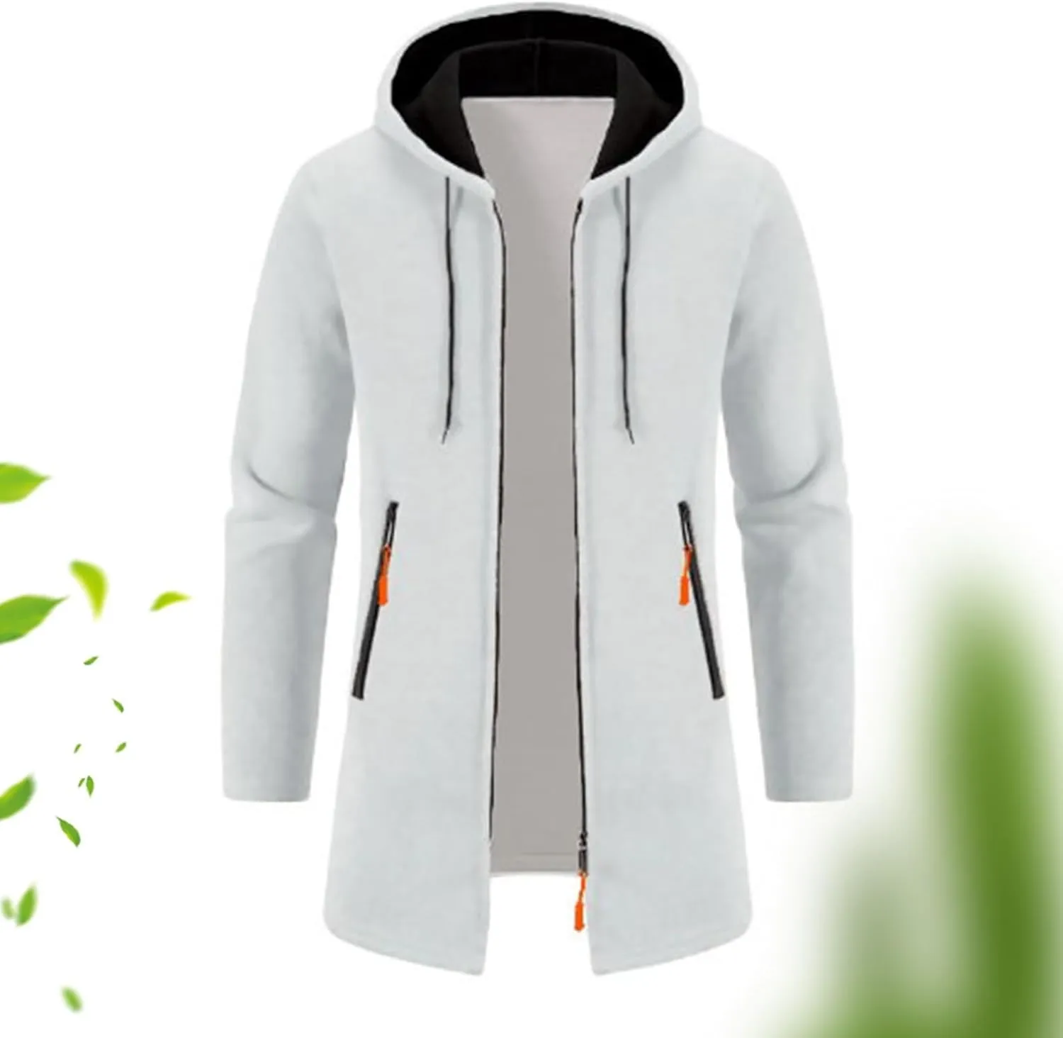 Trench Coat for Men Wool Blend Full Zip Hooded Long Cardiagn Jacket Winter Classic Business Overcoat with Pockets