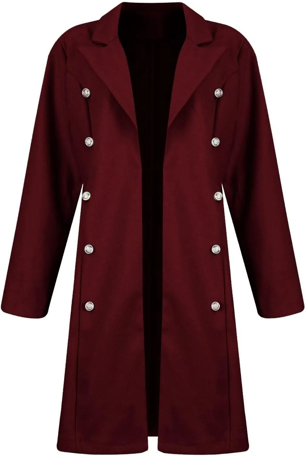 Trench Coat Women Long Wool Double Breasted Blazer Fall Winter Notch Lapel Jacket Business Casual Mid-Long Peacoat
