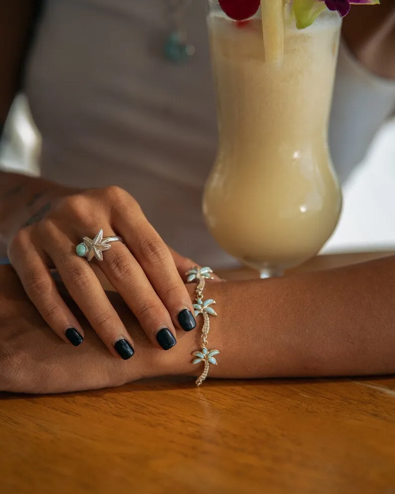 Tropical Palm Bracelet with Larimar