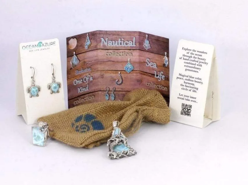 Tropical Palm Bracelet with Larimar
