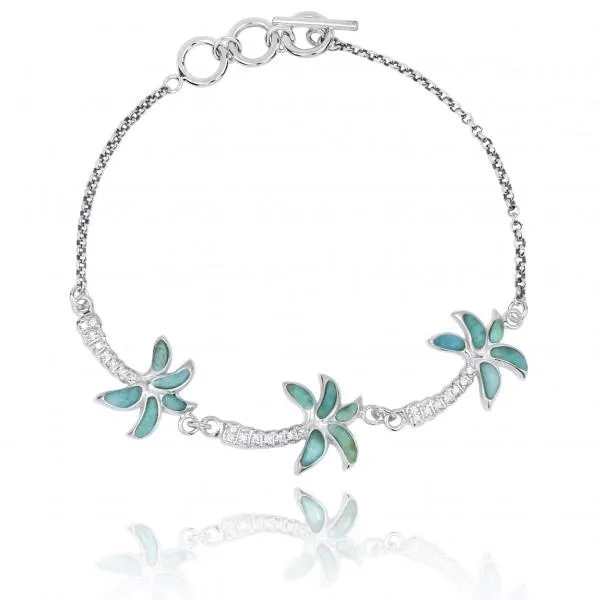 Tropical Palm Bracelet with Larimar