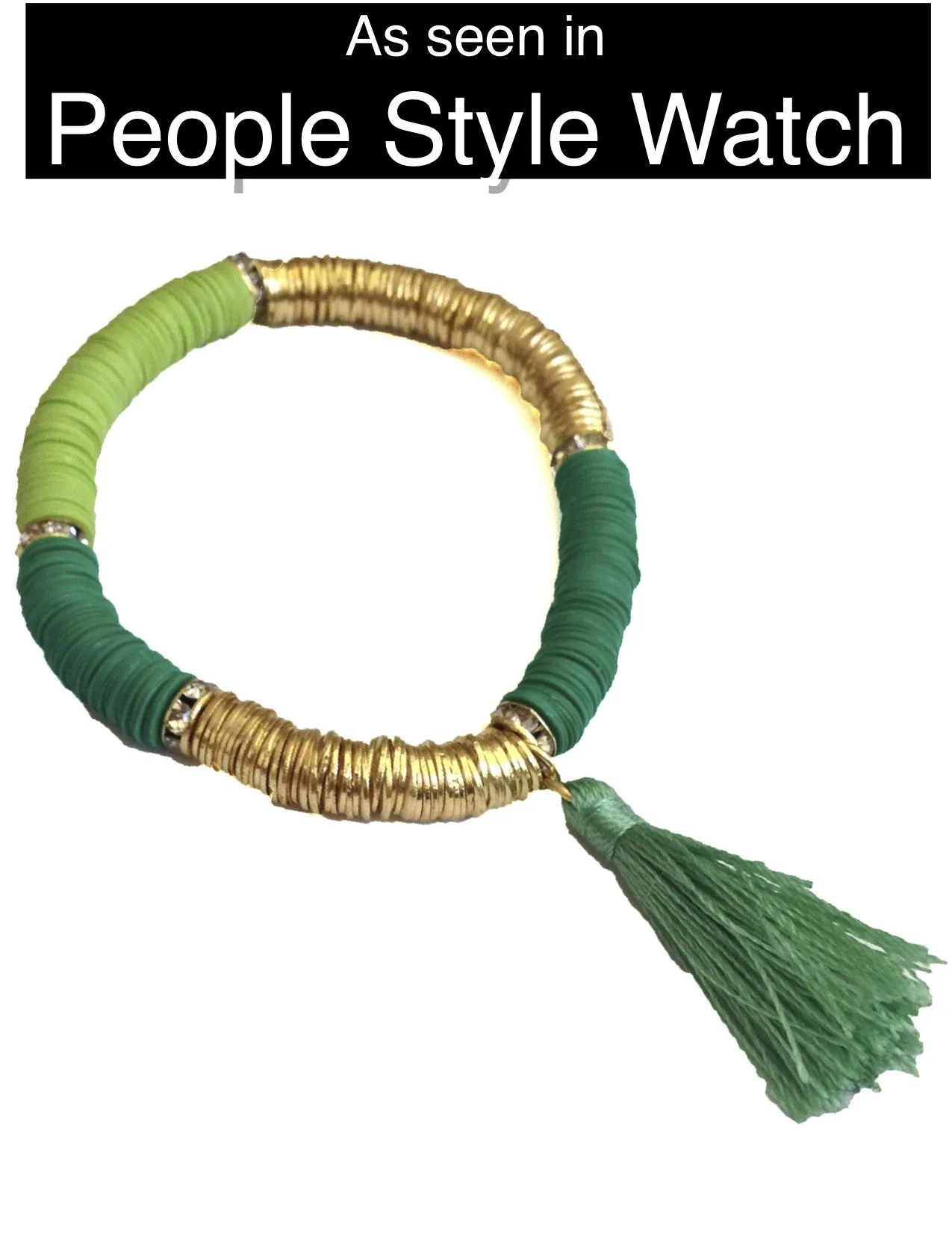 Tropical Tassel Bracelet - Shades of Green