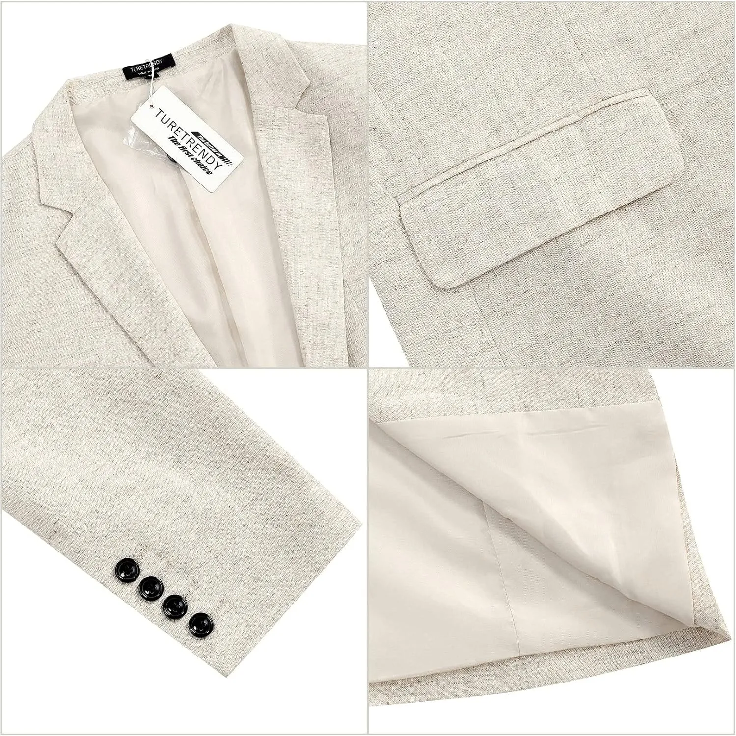 TURETRENDY Men's Casual Sport Coat Lightweight Linen Blazer One Button Business Suit Jackets Stylish Daily Suits