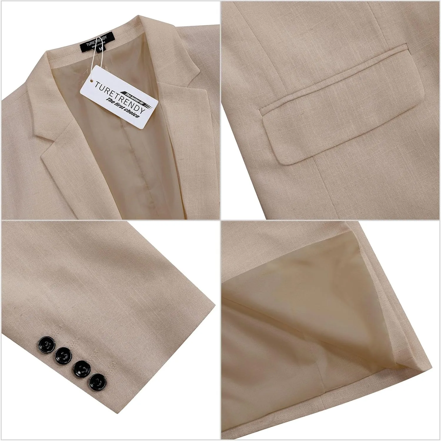 TURETRENDY Men's Casual Sport Coat Lightweight Linen Blazer One Button Business Suit Jackets Stylish Daily Suits