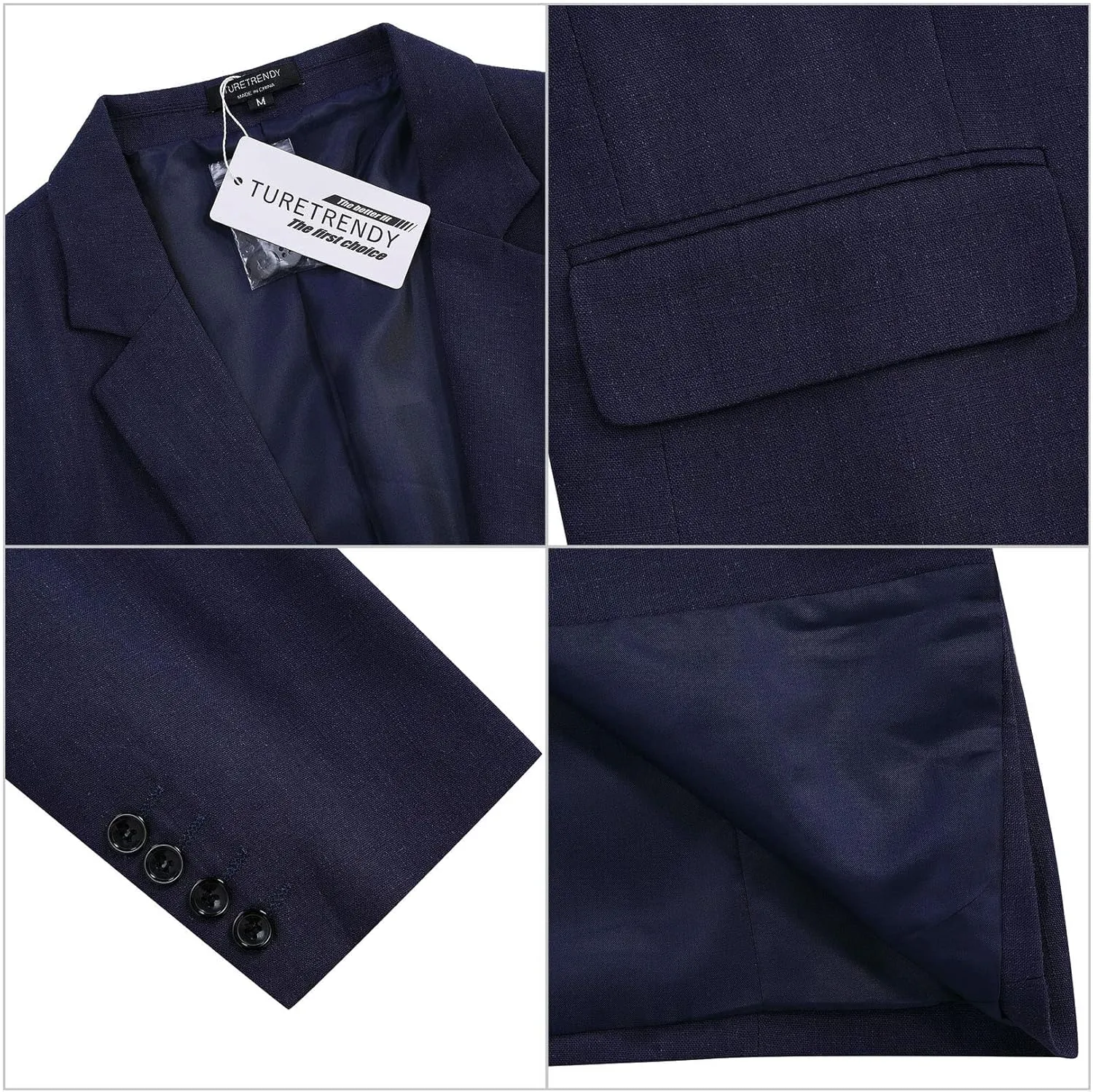TURETRENDY Men's Casual Sport Coat Lightweight Linen Blazer One Button Business Suit Jackets Stylish Daily Suits