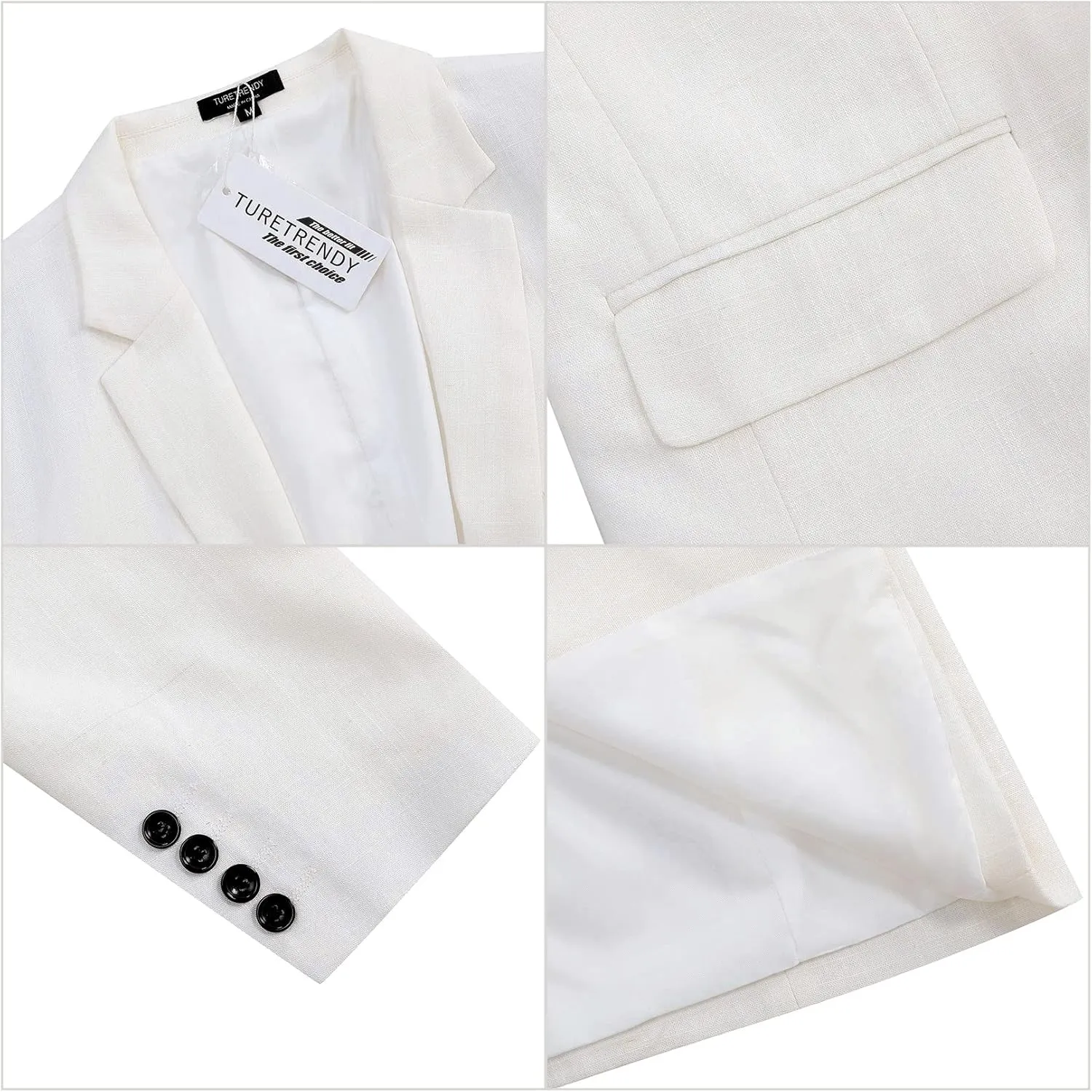 TURETRENDY Men's Casual Sport Coat Lightweight Linen Blazer One Button Business Suit Jackets Stylish Daily Suits