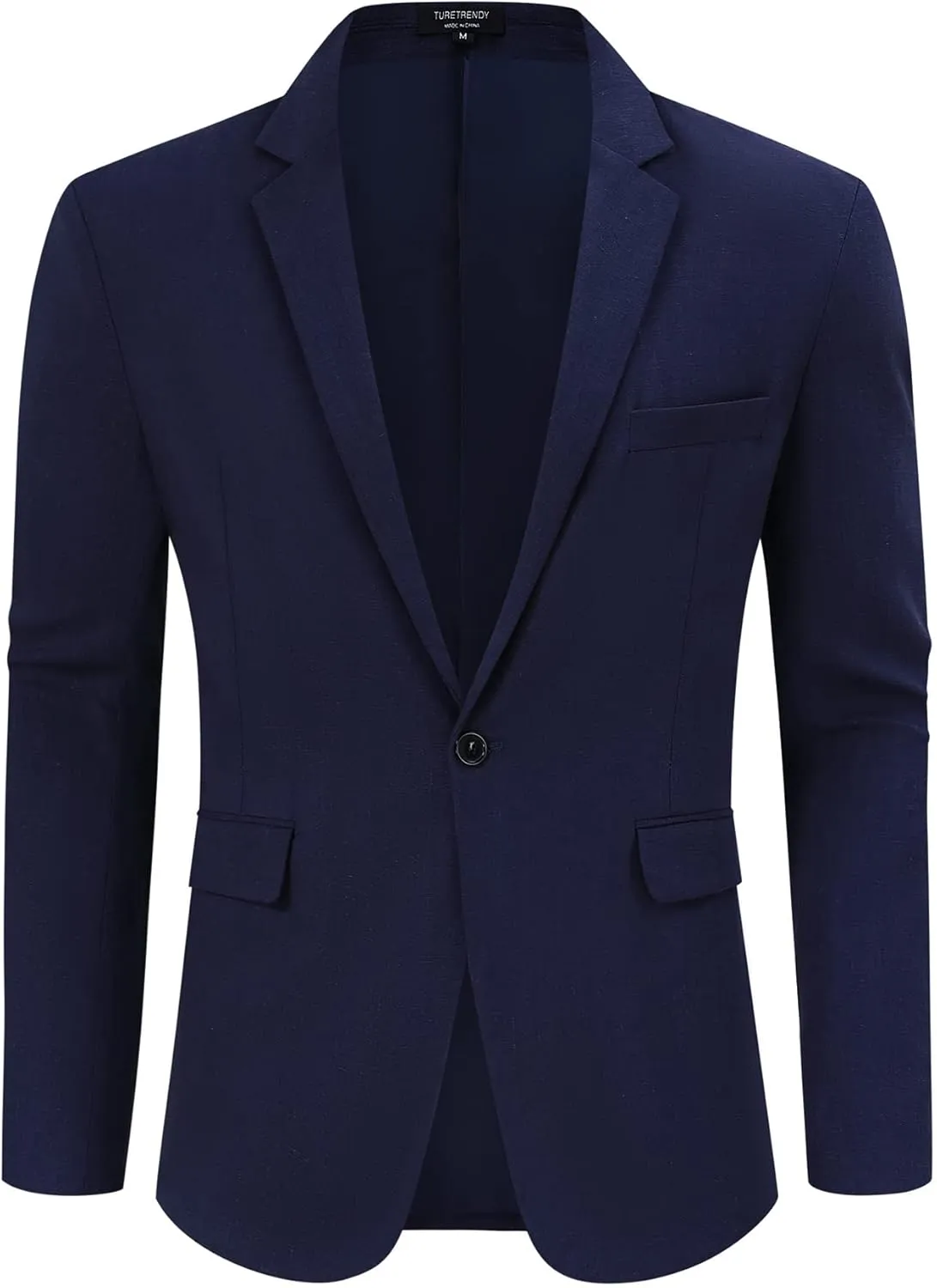 TURETRENDY Men's Casual Sport Coat Lightweight Linen Blazer One Button Business Suit Jackets Stylish Daily Suits