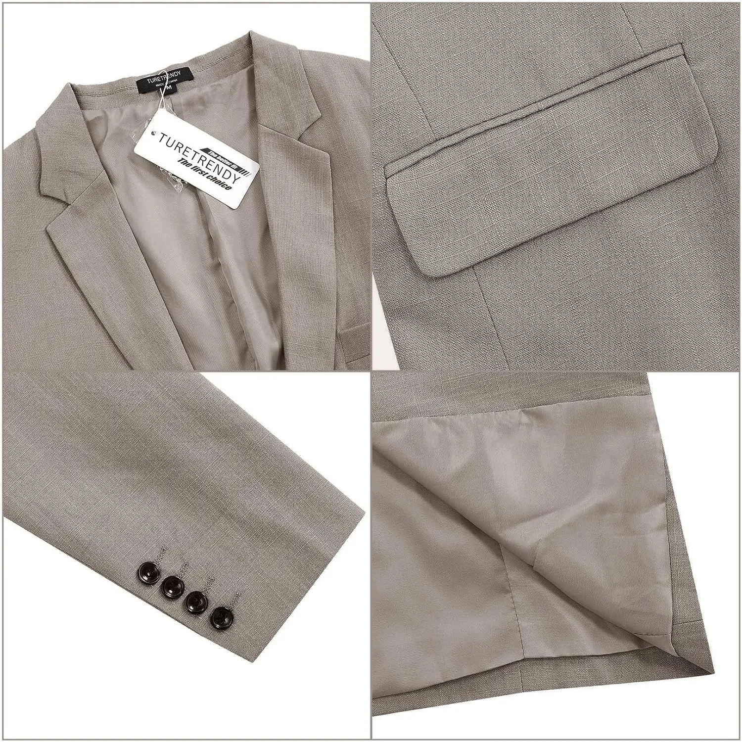 TURETRENDY Men's Casual Sport Coat Lightweight Linen Blazer One Button Business Suit Jackets Stylish Daily Suits