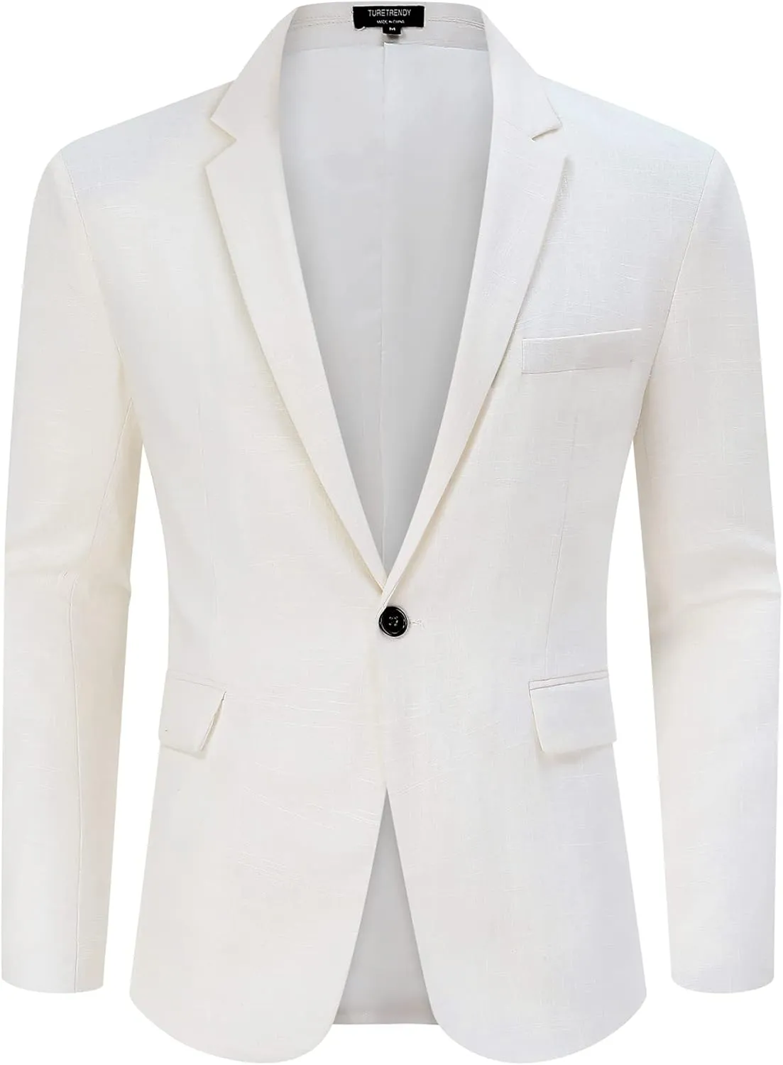 TURETRENDY Men's Casual Sport Coat Lightweight Linen Blazer One Button Business Suit Jackets Stylish Daily Suits