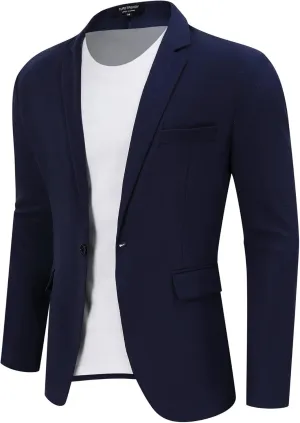 TURETRENDY Men's Casual Sport Coat Lightweight Linen Blazer One Button Business Suit Jackets Stylish Daily Suits