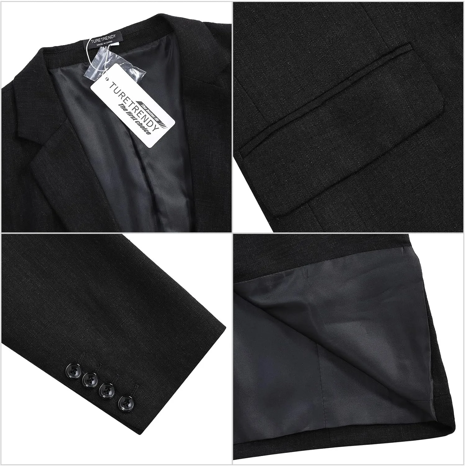 TURETRENDY Men's Casual Sport Coat Lightweight Linen Blazer One Button Business Suit Jackets Stylish Daily Suits