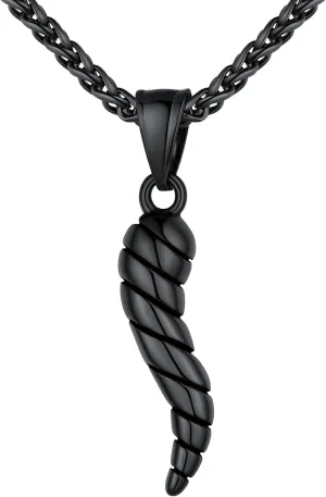 U7 Italian Horn Necklace Stainless Steel Spiral Horn Cornicello Necklaces for Men Women