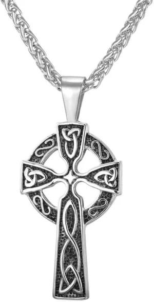 U7 Stainless Steel/Black/18K Gold Plated Celtic Cross Pendant Necklaces for Men Women