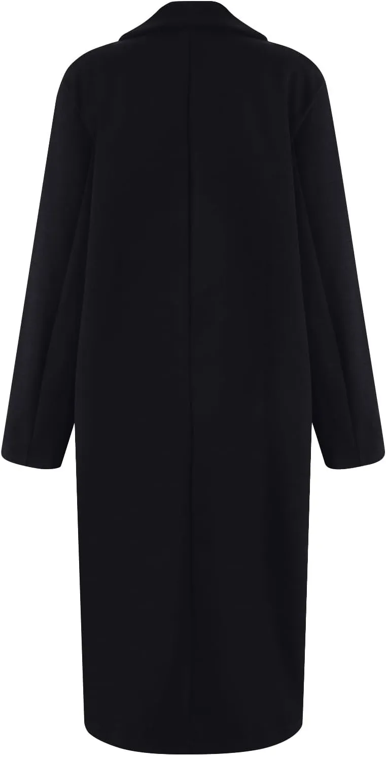 UOFOCO Women's Wool Pea Coats Casual Lapel Single-Breasted Long Peacoat Trendy 2024 Fall Winter Jackets Outfits for Women