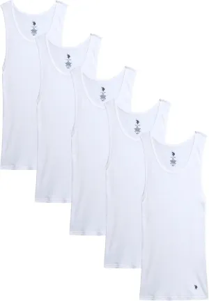 U.S. Polo Assn. Men's Undershirt - Classic Ribbed Tank Top (5 Pack)