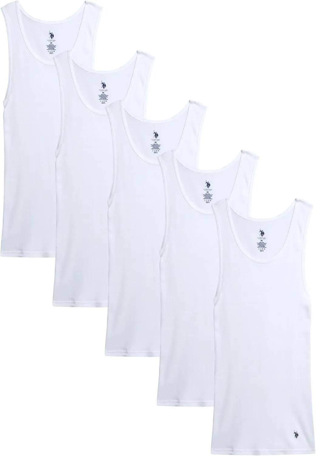 U.S. Polo Assn. Men's Undershirt - Classic Ribbed Tank Top (5 Pack)