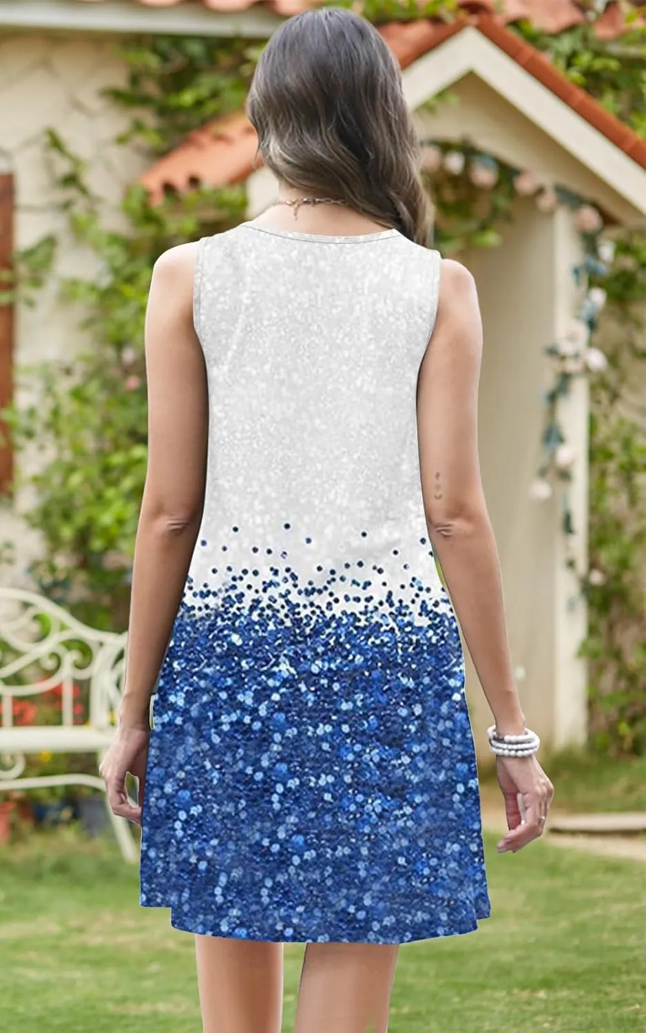 V-Neck Floral Printed Summer A-Line Elegant Dresses Womens Vintage Sleeveless Beach Sundress Ladies Casual Loose Boho Dress