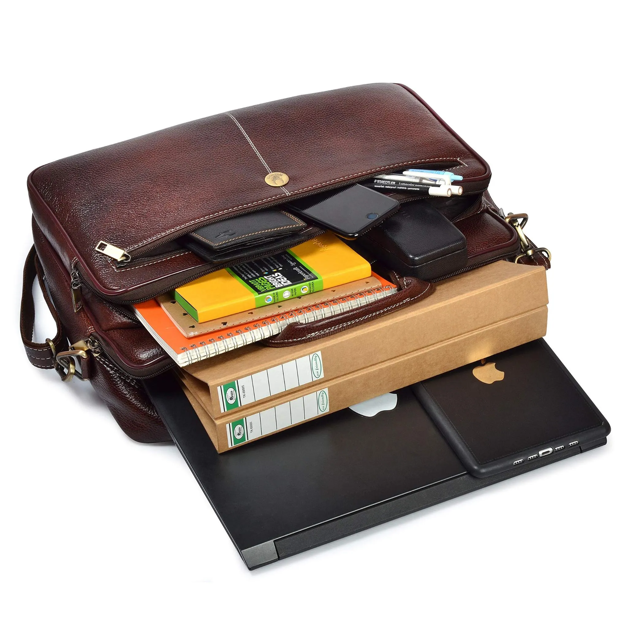 VERMONT Leather Laptop Messenger Bag for Men