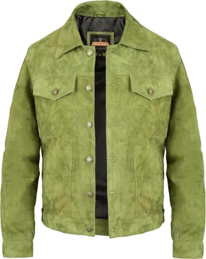Vintage Trucker Leather Suede Jacket Men - Denim Classic Biker Cafe Racer Western Jacket