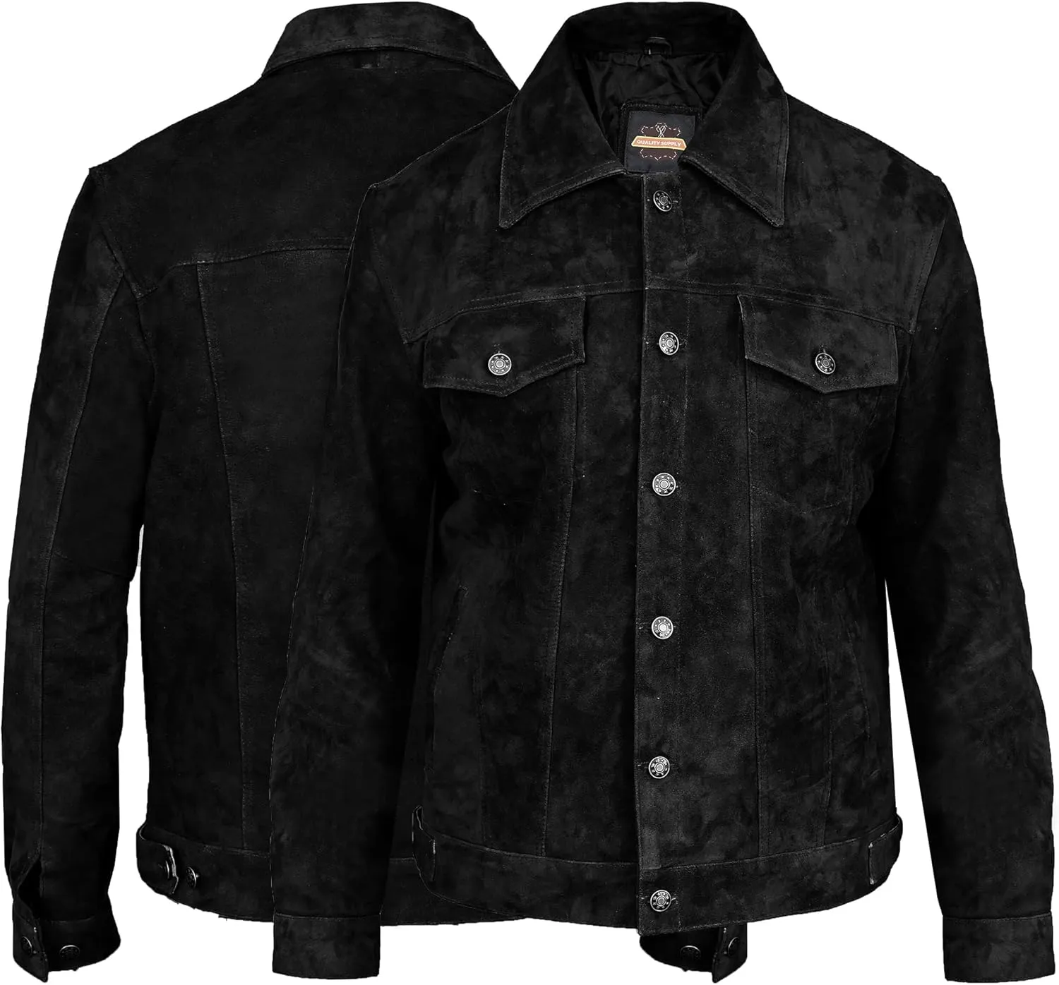 Vintage Trucker Leather Suede Jacket Men - Denim Classic Biker Cafe Racer Western Jacket
