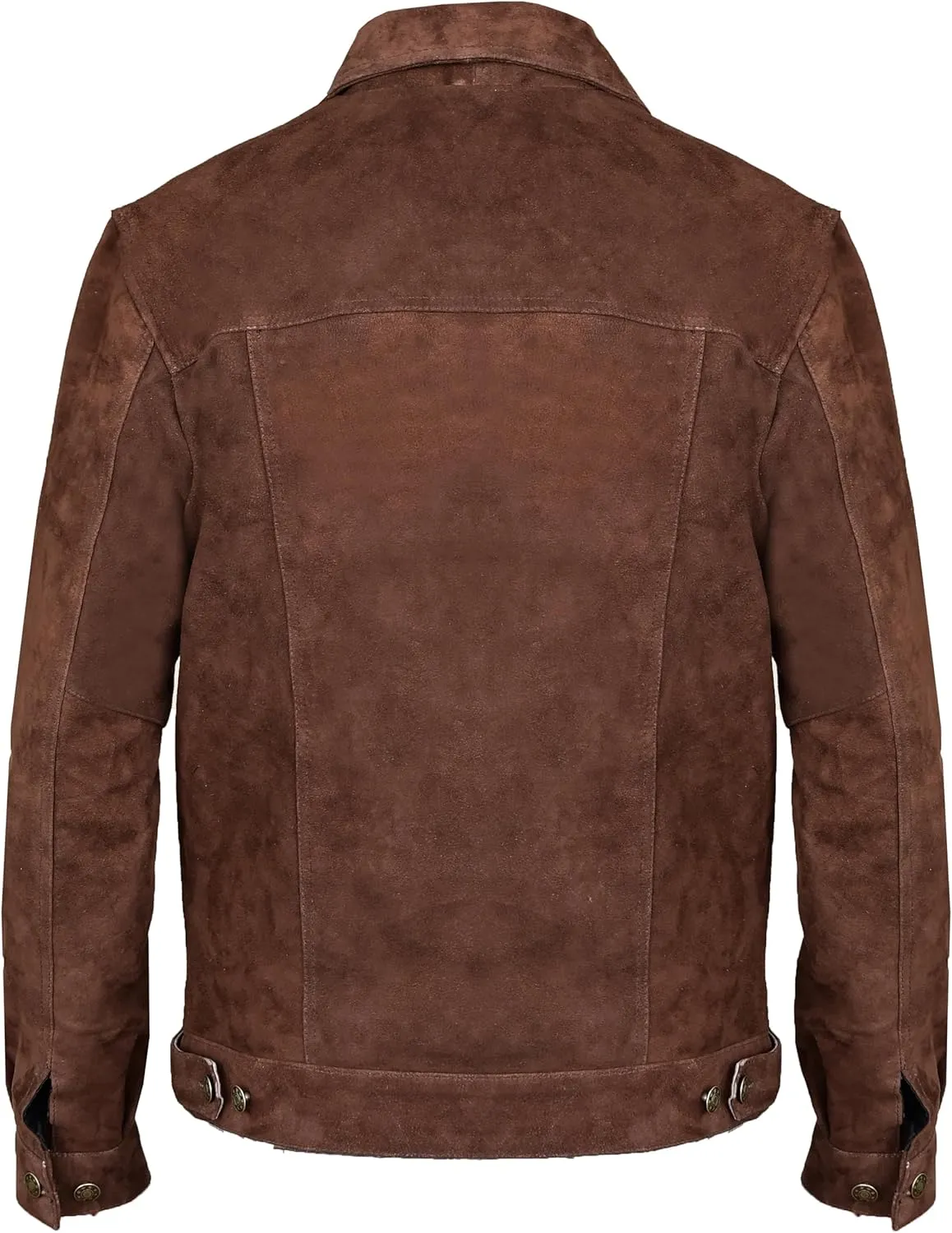 Vintage Trucker Leather Suede Jacket Men - Denim Classic Biker Cafe Racer Western Jacket