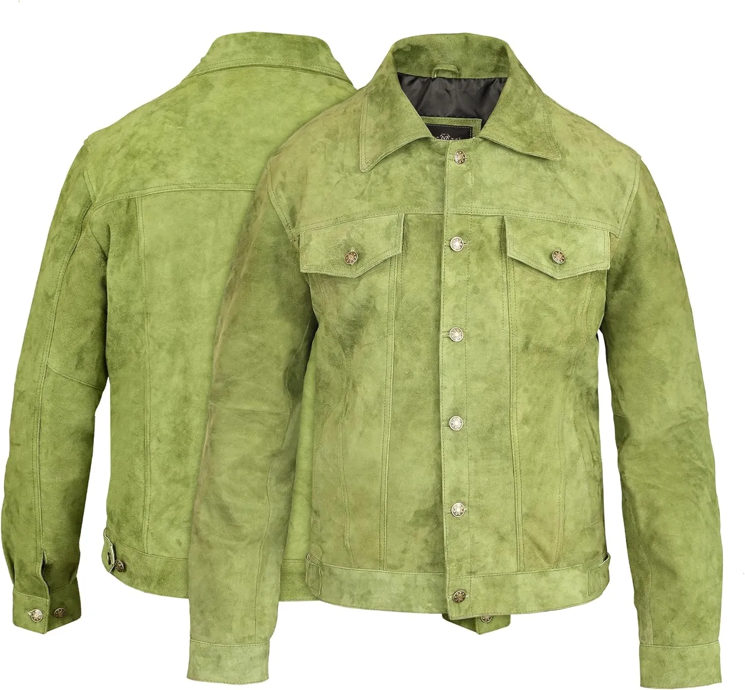 Vintage Trucker Leather Suede Jacket Men - Denim Classic Biker Cafe Racer Western Jacket