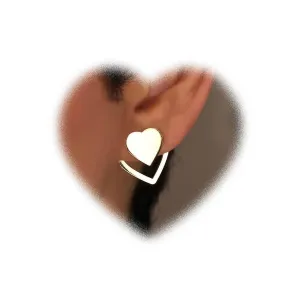 W WEILIRIAN Bohemian Heart Ear Jacket Earrings for Teen Girls Hollow Heart Earrings Gold Heart Stud Earrings Two Ways Front Back Earrings Jewelry for Women Gifts (Gold)