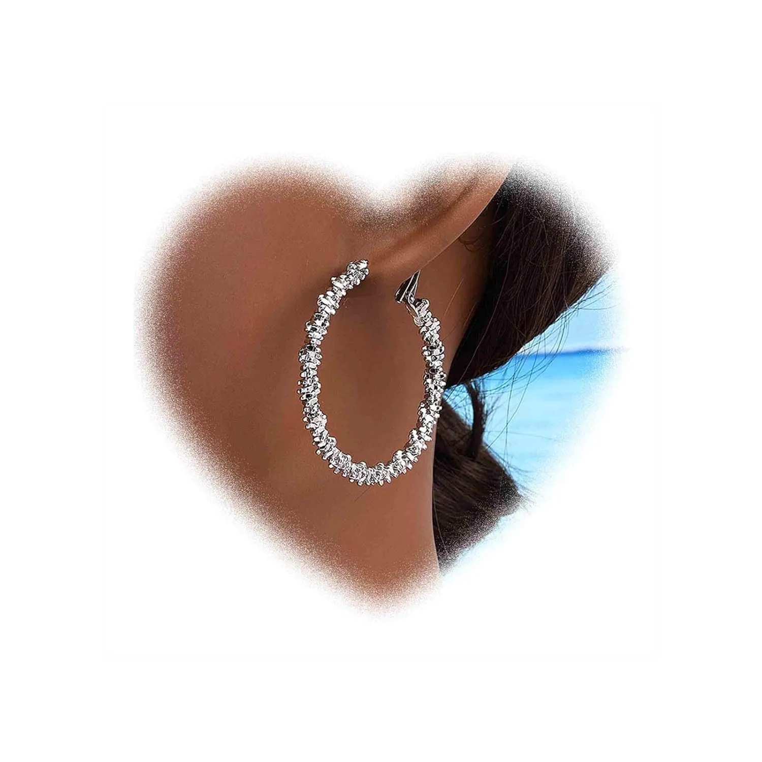 W WEILIRIAN Boho Circle Hoop Earrings for Teen Girls Silver Circle Earrings Circle Drop Earrings Hollow Circle Dangle Earrings Geometric Round Drop Earrings Jewelry for Women Gifts (Silver)