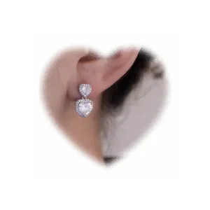 W WEILIRIAN Boho Crystal Heart Earrings for Teen Girls Love Heart Stud Earrings Sparkly Cz Heart Earrings Paved Heart Bridal Wedding Earrings Jewelry for Women Gifts