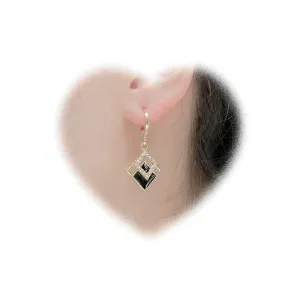 W WEILIRIAN Boho Crystal Square Earrings Square Hoop Earrings Black Square Dangle Earrings Geometric Hoop Drop Earrings Jewelry for Women and Girls Gifts
