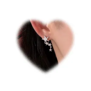 W WEILIRIAN Boho Crystal Star Drop Earrings Rhinestone Star Dangle Earrings Vintage Star Stud Earrings Silver Cz Star Earrings Statement Star Earrings Jewelry for Women and Girls Gifts