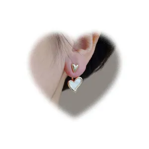 W WEILIRIAN Boho Heart Ear Jacket Earrings Love Heart Drop Earrings Gold Heart Stud Earrings Two Ways Front Back Earrings Jewelry for Women