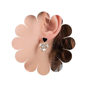 W WEILIRIAN Vintage Crystal Heart Earrings for Teen Girls Love Heart Drop Earrings Black Heart Stud Earrings Jewelry for Women Gifts