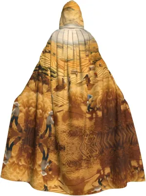 wheat harvest Prints Hooded Cloak for Halloween, Role-playing, and Costume Parties - Comfortable and Durable