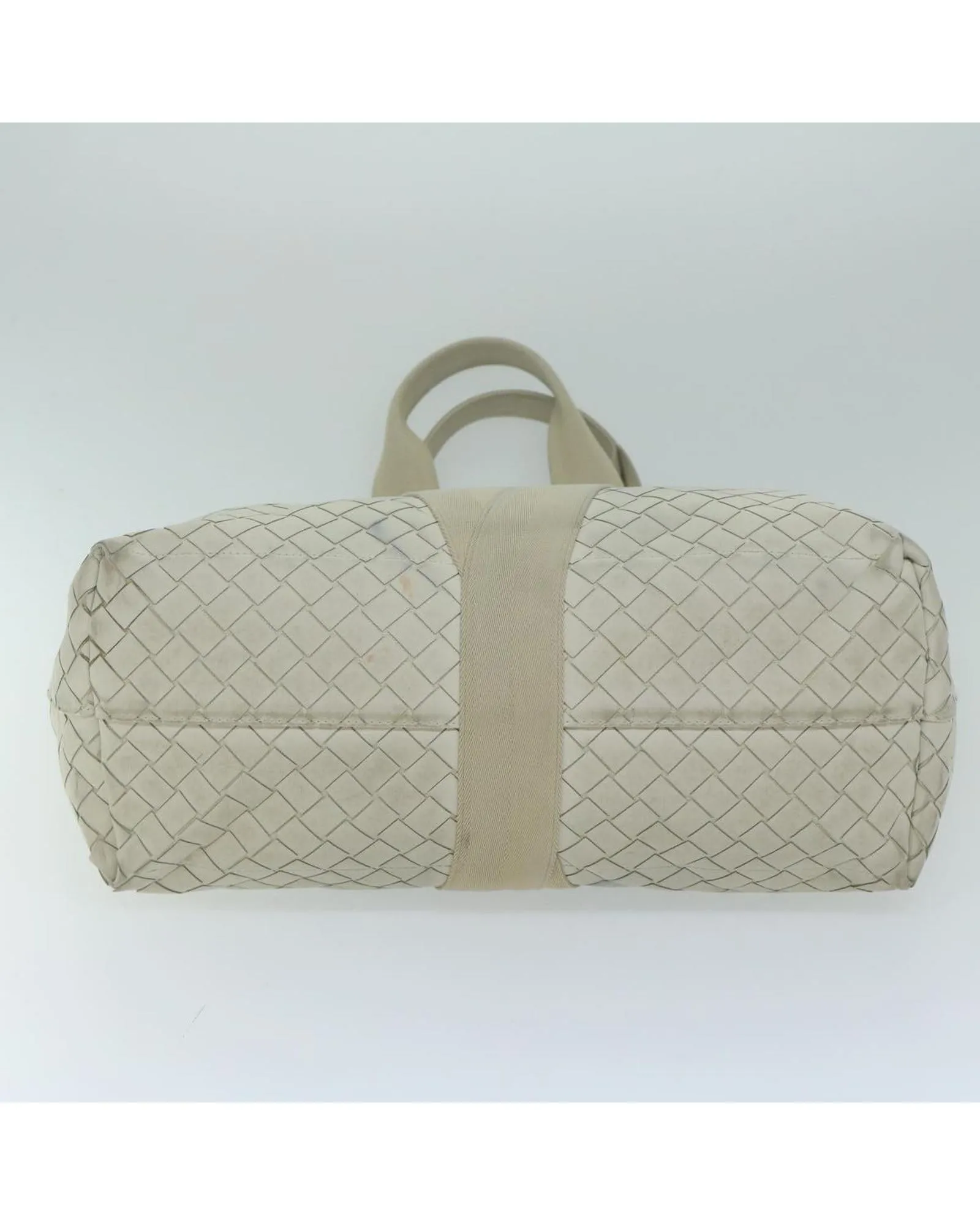 White Leather Scorpito Tote Bag with Intrecciato Weave Detailing
