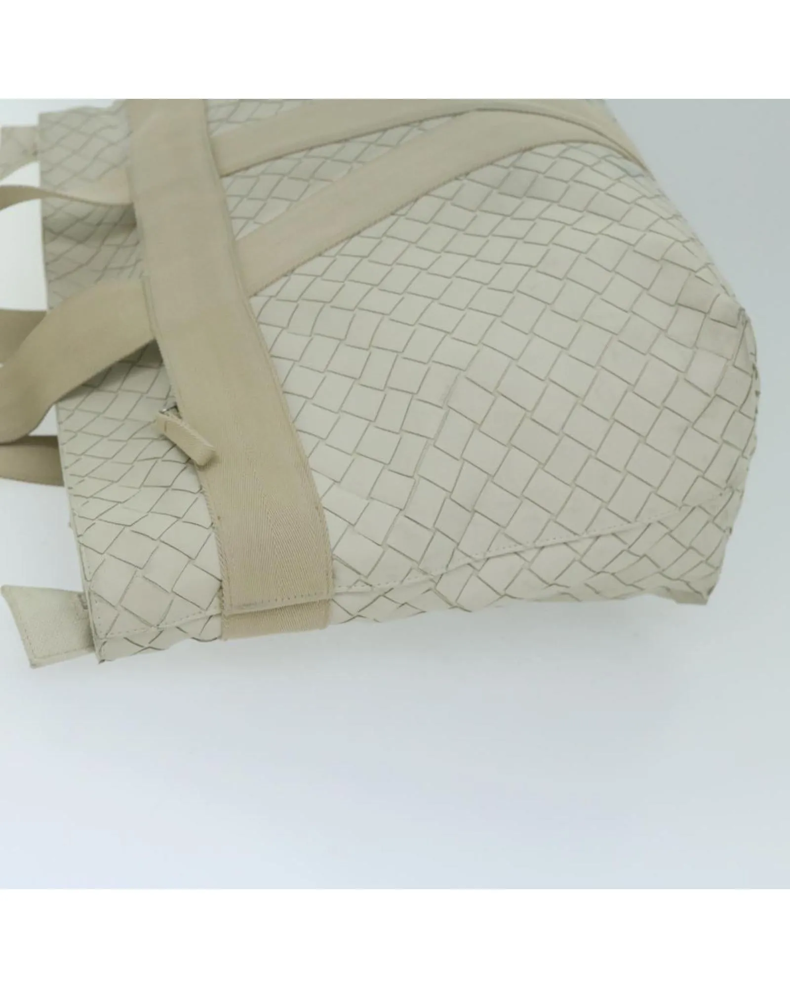 White Leather Scorpito Tote Bag with Intrecciato Weave Detailing