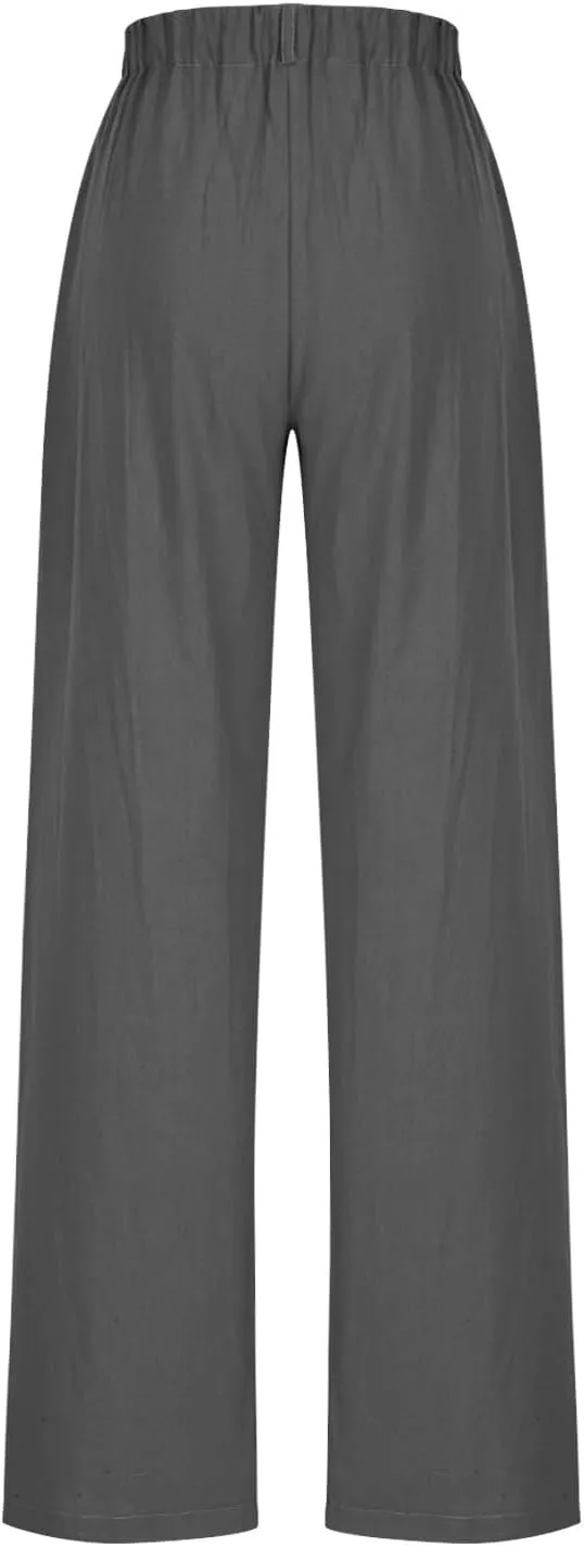 Wide Leg Dress Pants for Women Summer Casual High Waisted Dressy Pant with Pockets Trendy Office Work Slacks