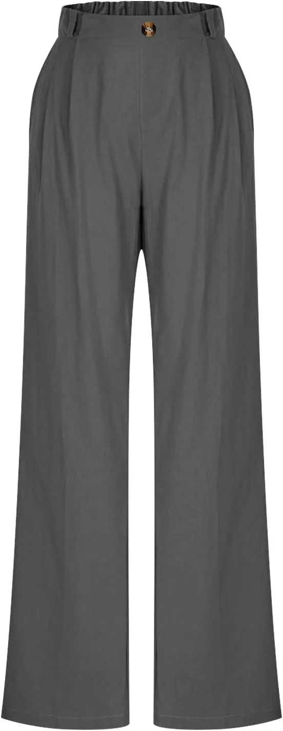 Wide Leg Dress Pants for Women Summer Casual High Waisted Dressy Pant with Pockets Trendy Office Work Slacks