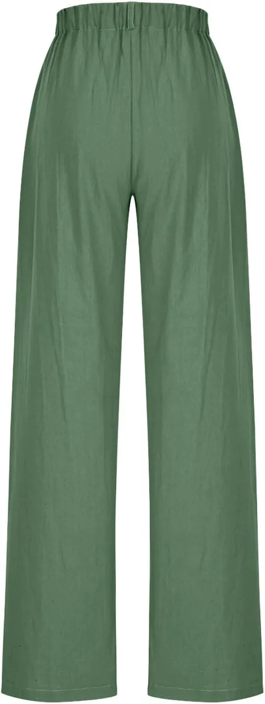Wide Leg Dress Pants for Women Summer Casual High Waisted Dressy Pant with Pockets Trendy Office Work Slacks