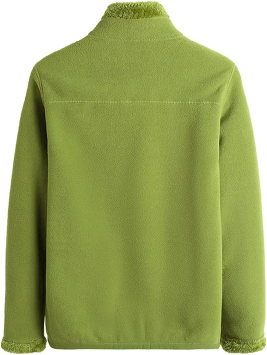 Winter Coats for Women Casual Fashion Comfortable Loose Warm Plus Velvet Double Sided Stand Collar Fleece Jacket