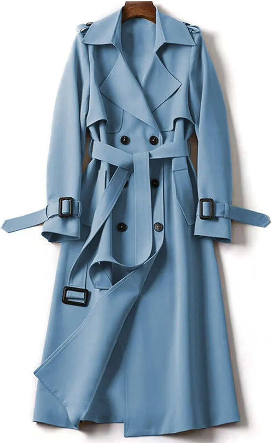 Winter Coats for Women Fleece Pea Coat Notch Lapel Double Breasted Thick A Line Trench Coat Jacket with Pockets